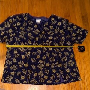 Gorgeous Eggplant Purple Floral Vintage Blouse 2X